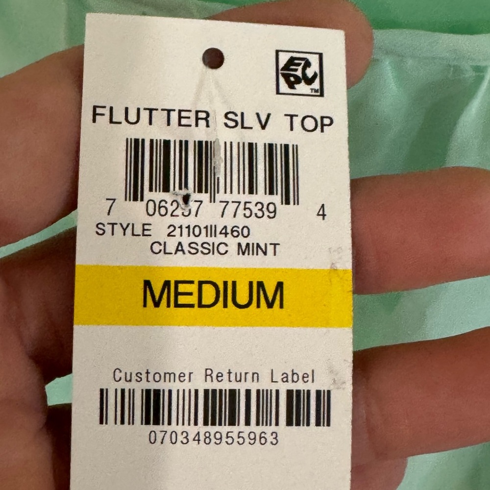 NWT JM Collection Mint Green Flutter Sleeve Chiffon Overlay Blouse M - Picture 6 of 6